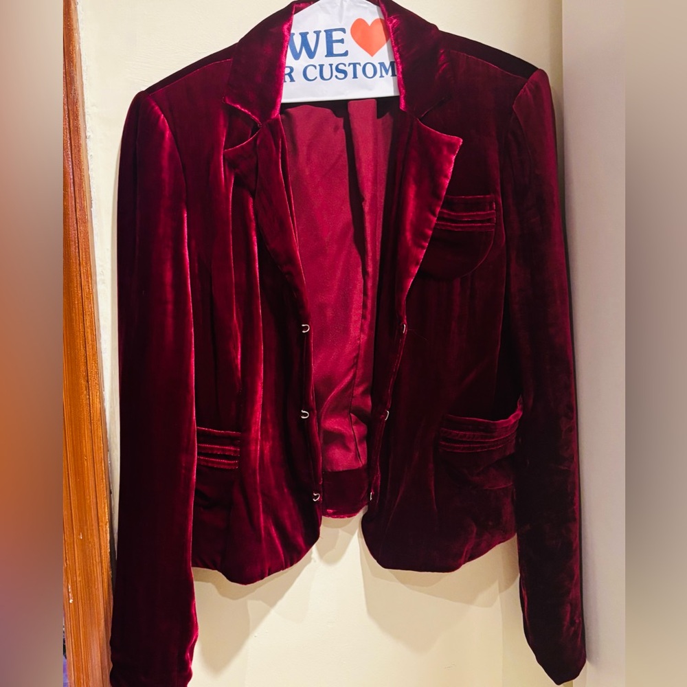 Dark Red Velvet Women's Jacket